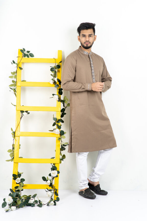 Men’s Brown Panjabi P1293 - Image 4