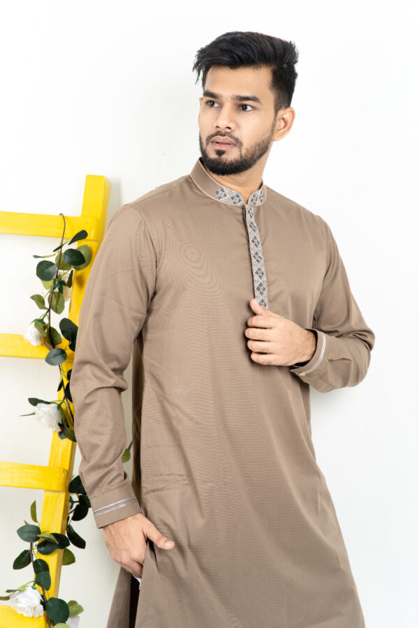 Men’s Brown Panjabi P1293 - Image 3