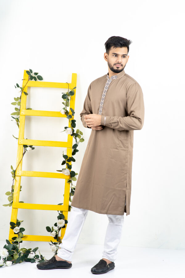 Men’s Brown Panjabi P1293 - Image 2