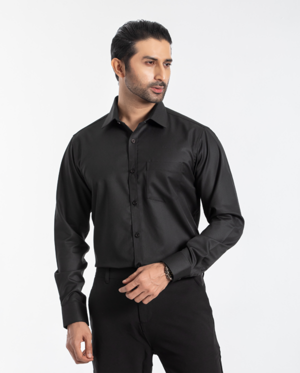 Premium Black Color Slim-Fit Formal Shirt - Image 2