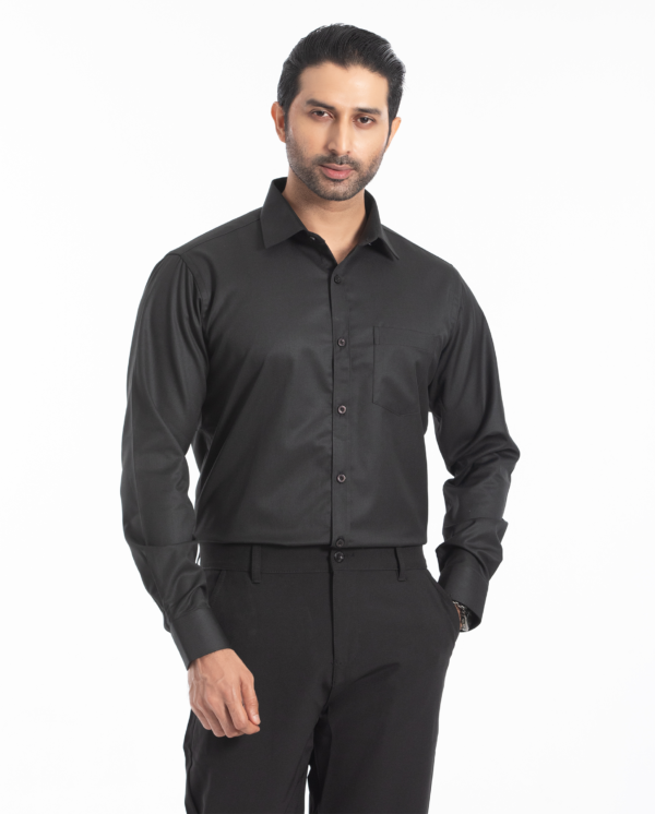 Premium Black Color Slim-Fit Formal Shirt