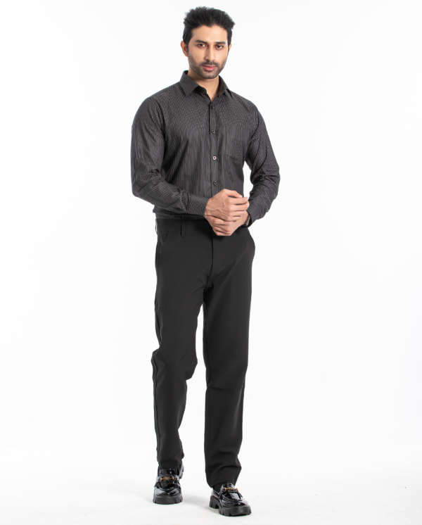 Men's Black Color Slim-Fit Formal Shirt - Image 3