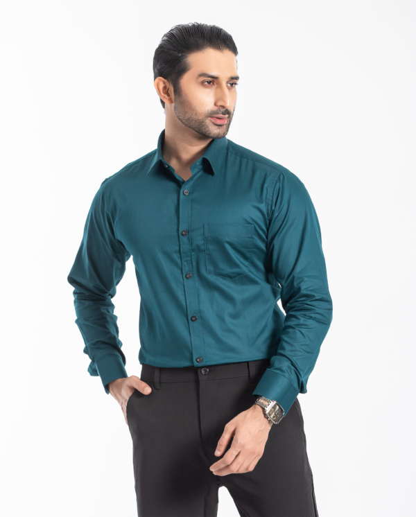 Men's Bottle Green Slim-Fit Formal Shirt