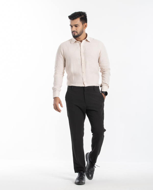 Men's Light Cream Slim-Fit Formal Shirt - Image 3