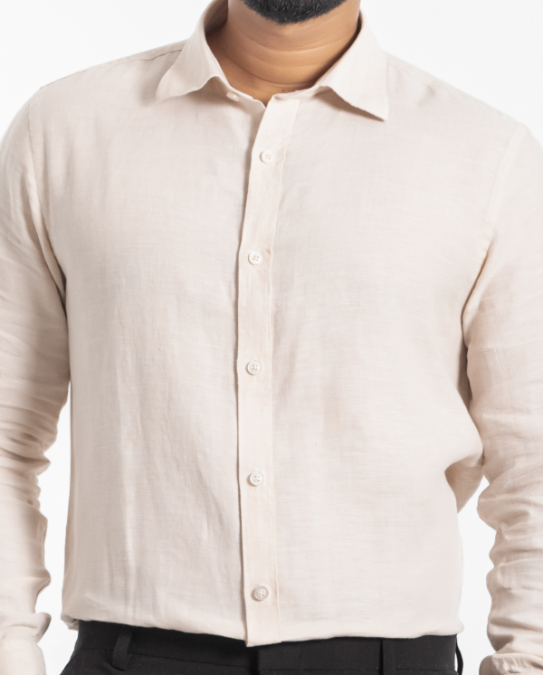 Men's Light Cream Slim-Fit Formal Shirt - Image 4