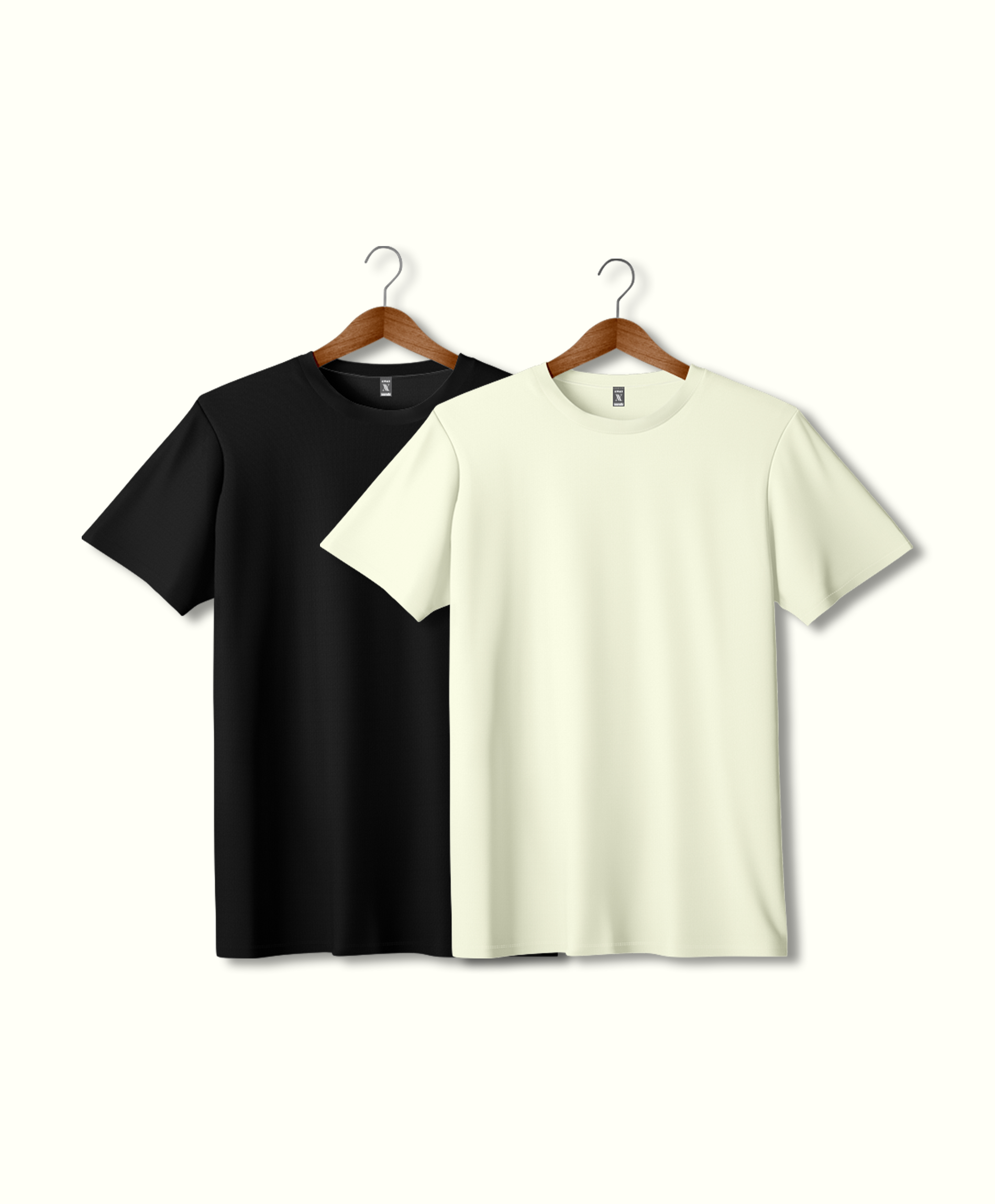 Mens Blank T-shirt-Combo - Milky White, Black.