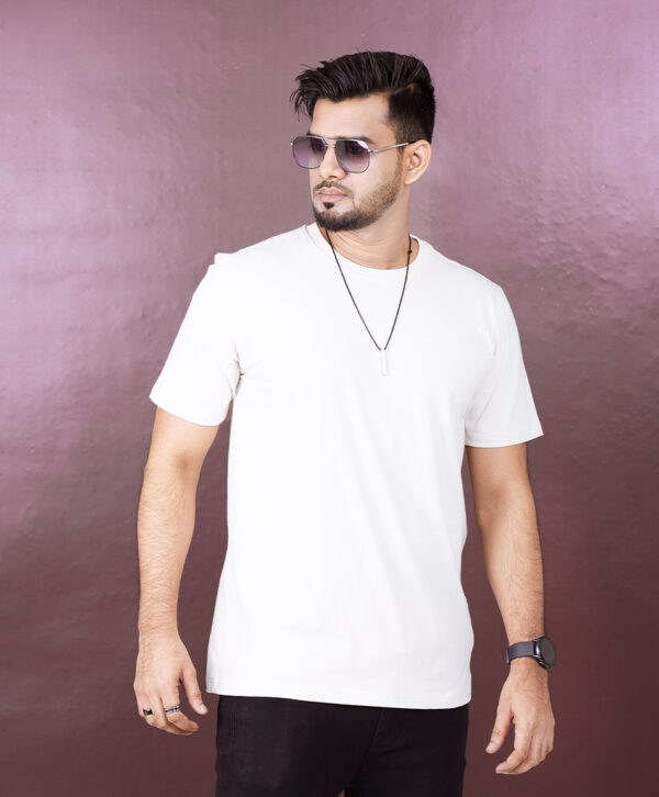 Mens Blank T-shirt-Combo – Milky White, Black, Navy Blue . - Image 3