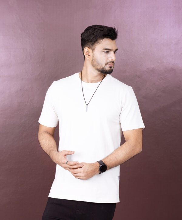 Mens Blank T-shirt-Combo – Milky White, Black, Navy Blue, Ash. - Image 6
