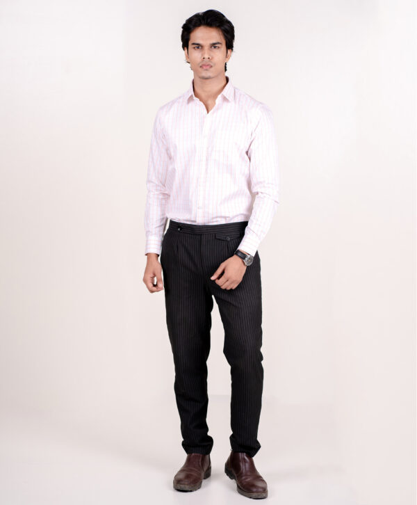 White Orange Check Formal Shirt - Image 3