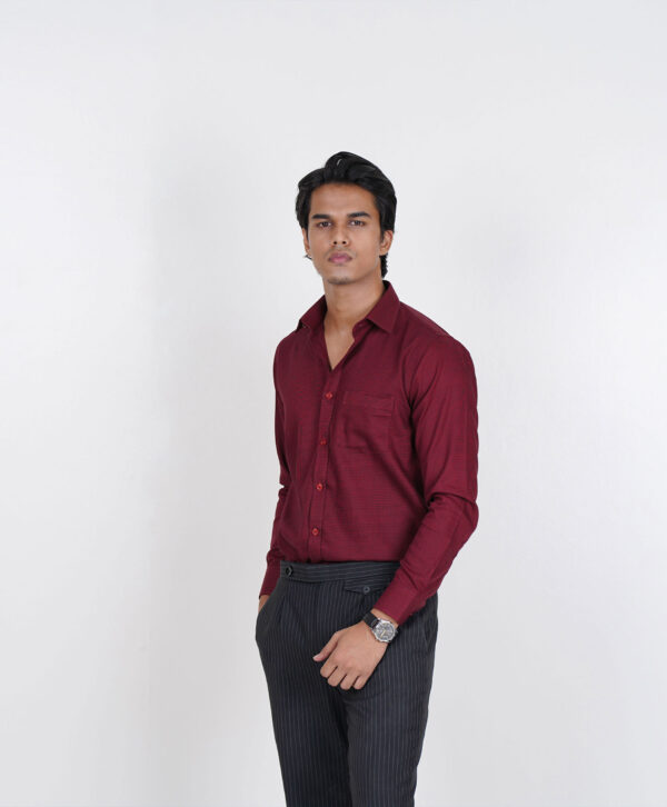 Red Black Jacquard Formal Shirt