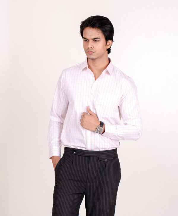 White Orange Check Formal Shirt - Image 4