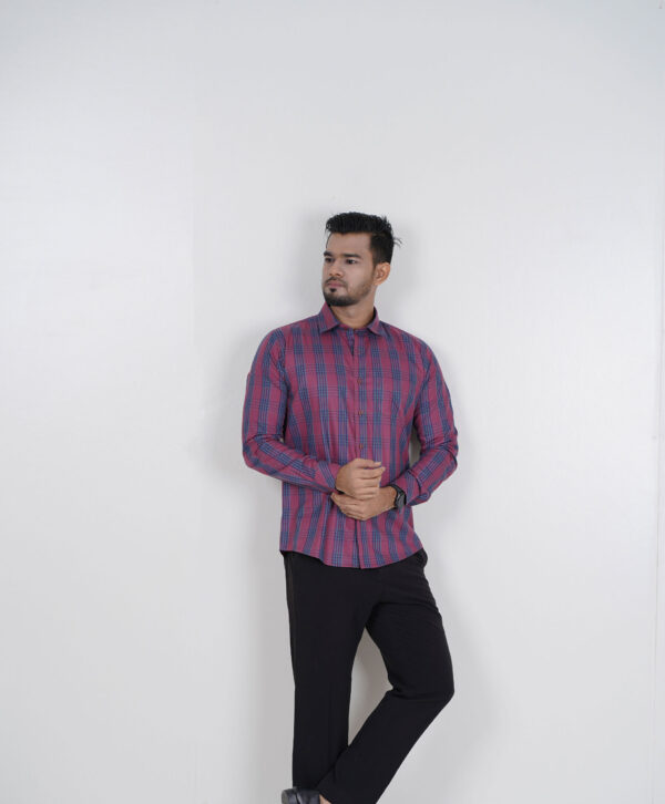 Maroon Check Formal Shirt - Image 3