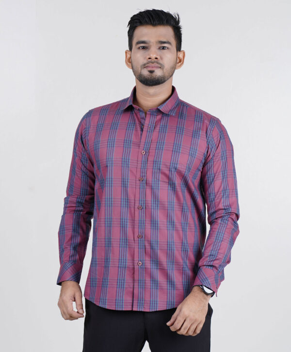 Maroon Check Formal Shirt - Image 2
