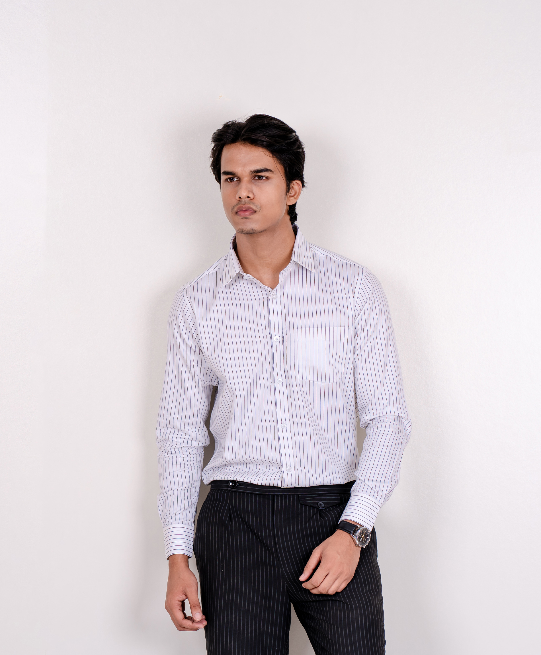 White Black Mark Formal Shirt